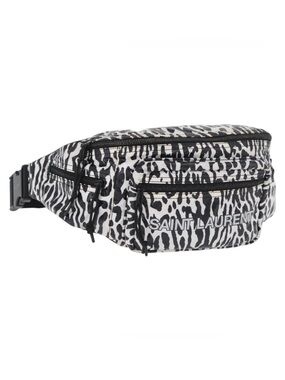 NWT Saint Laurent Black and White Animal Print Belt Bag